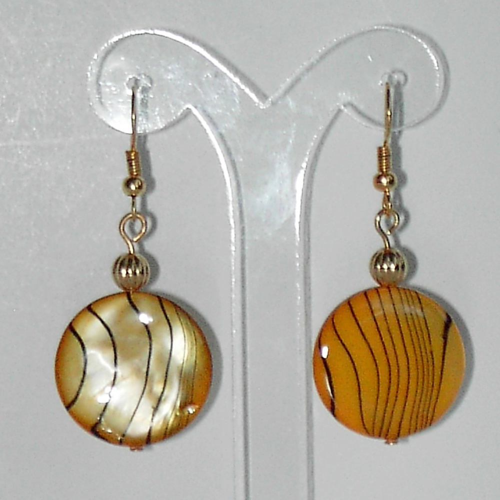 Yellow Shell gold tone earrings (#378)